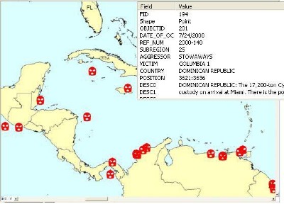 Global Maritime Piracy Database screenshot.